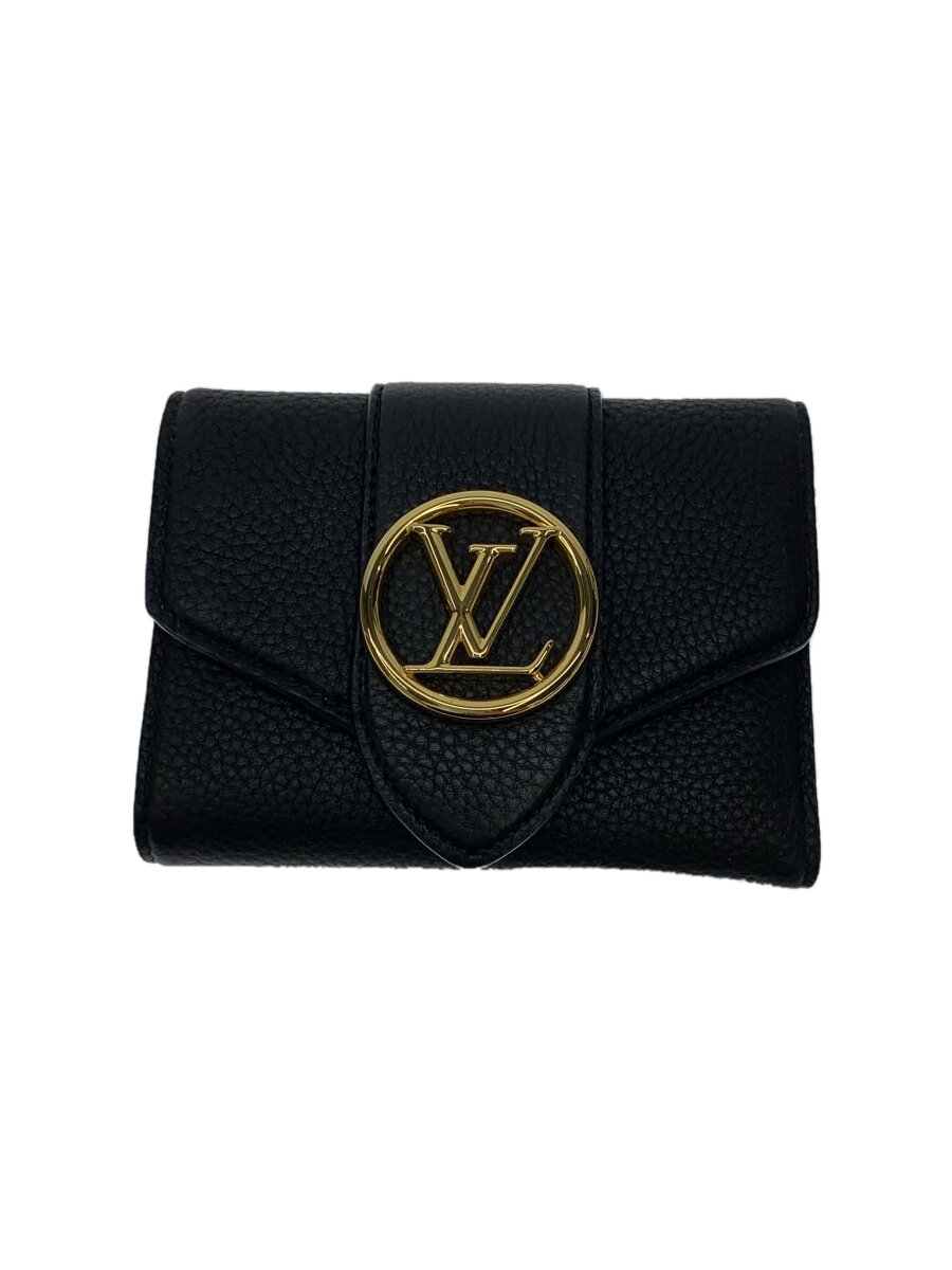 LOUIS VUITTON◆ポルト・フォイユ・LV・ポンヌフ・コンパクト_グレイン・カーフレザー/--/レディース