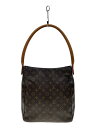 【中古】LOUIS VUITTON◆ルーピングGM_モノグラム・キャンバス_BRW/PVC/BRW【バッグ】