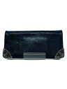 【中古】CHROME HEARTS◆スクロールラベル/SNGL FOLB LONG WALLET/レザー/BLK/メンズ/ギャラ付き【服飾雑貨他】
