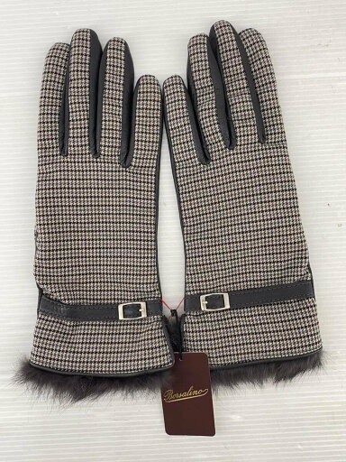 【中古】Borsalino◆手袋/羊革/GRY/千鳥格子/レディース【服飾雑貨他】 【中古】Borsalino◆手袋/羊革/GRY/千鳥格子/レディース【服飾雑貨他】