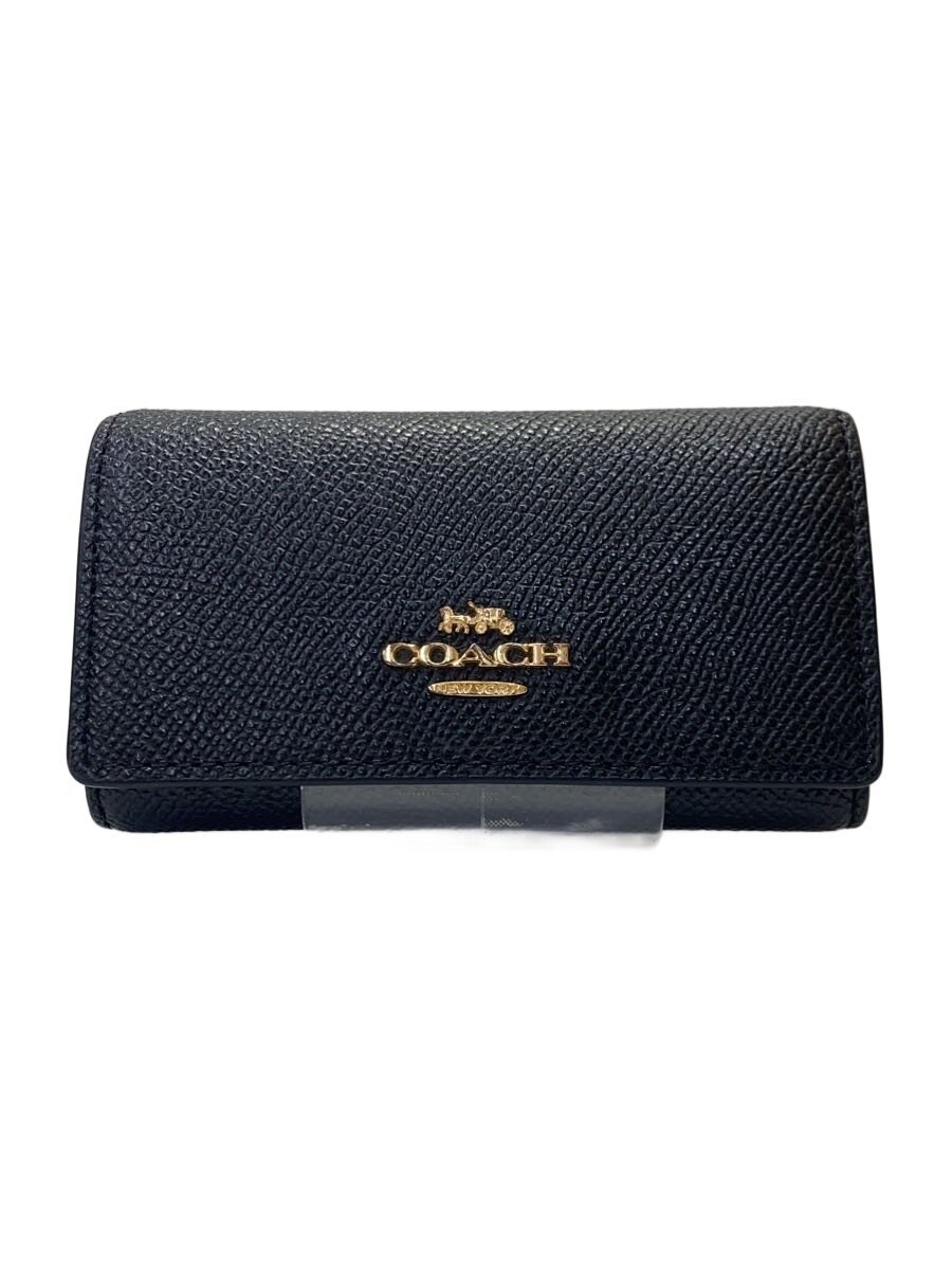 Key Holder - 【中古】COACH◆キーケース/レザー/BLK/無地/レディース/58359【服飾雑貨他】