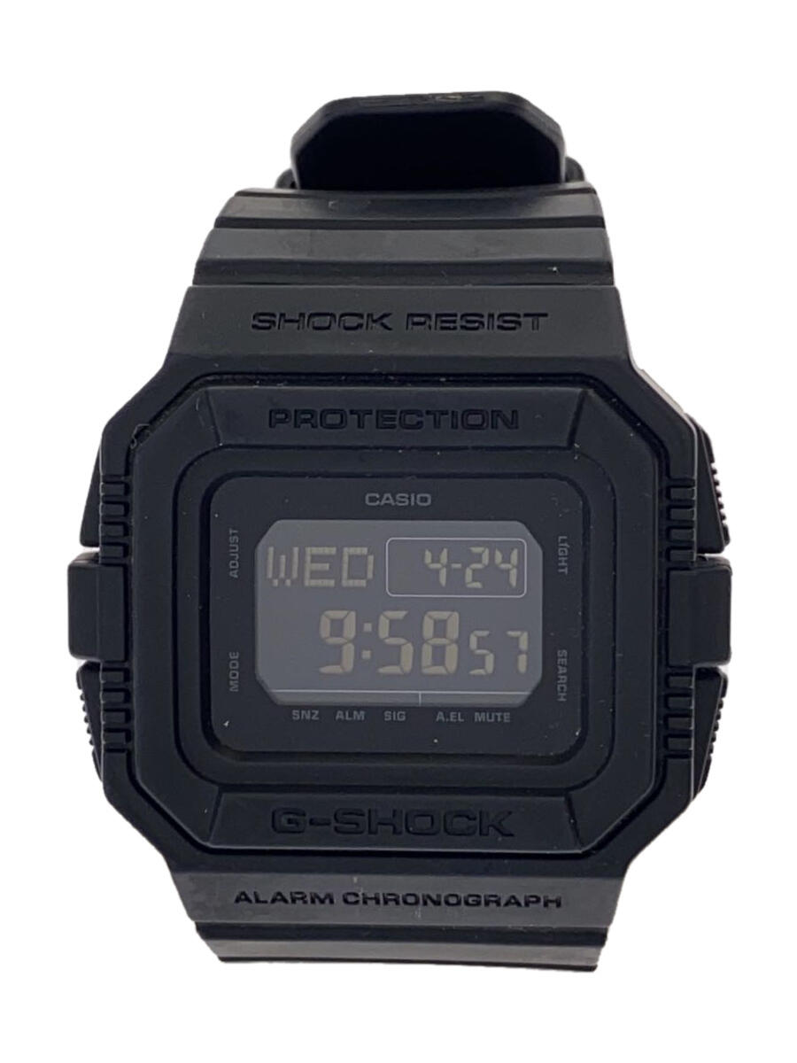 【中古】CASIO◆クォーツ腕時計/デジタル/ラバー/BLK/DW-D5500BB【服飾雑貨他】