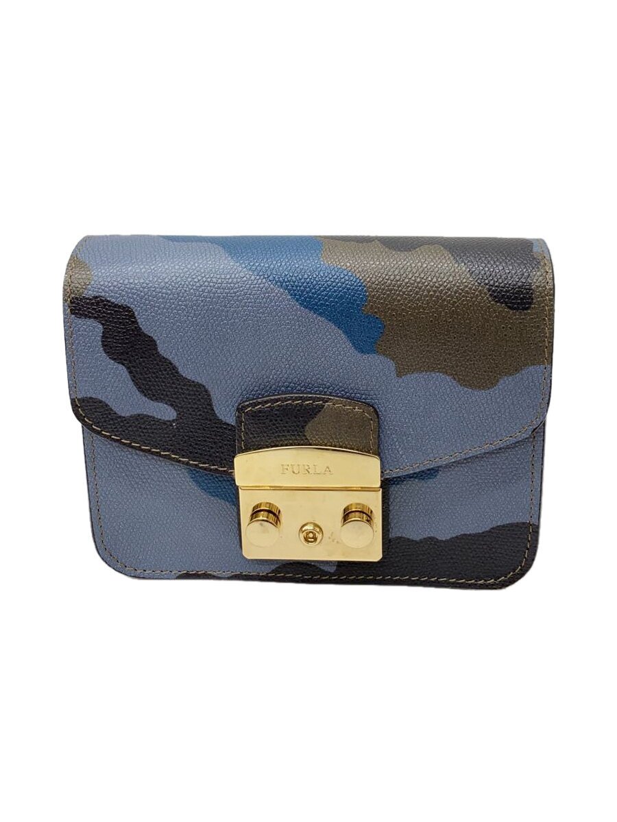 Furla - 【中古】FURLA◆ショルダーバッグ/レザー/BLU/カモフラ/242693【バッグ】