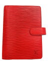 【中古】LOUIS VUITTON◆手帳カバー/レザー/RED/無地/レディース【服飾雑貨他】