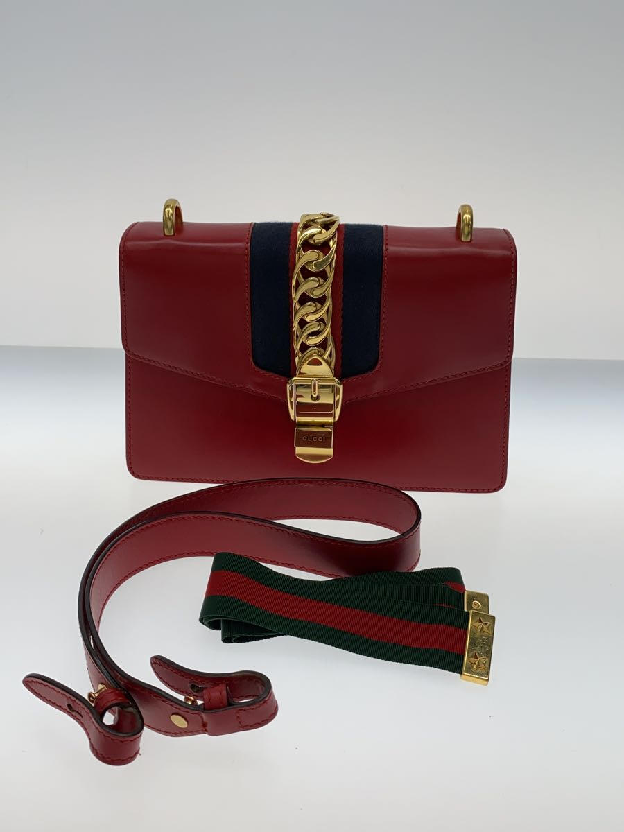 【中古】GUCCI◆ショルダーバッグ_シルヴィ/レザー/RED//【バッグ】
