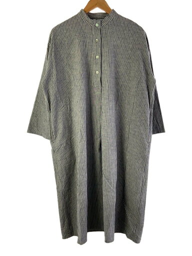 【中古】HEAVENLY◆長袖ワンピース/コットンリネン/グレー/ストライプ/2262042/シェルボタン/【レディースウェア】 【中古】HEAVENLY◆長袖ワンピース/コットンリネン/グレー/ストライプ/2262042/シェルボタン/【レディースウェア】