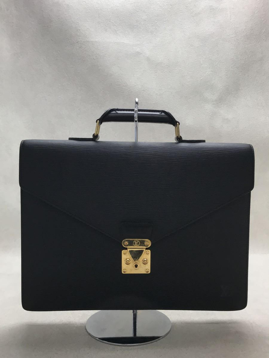 【中古】LOUIS VUITTON◆セルヴィエットコンセイエ_エピ_BLK/レザー/BLK【バッグ】