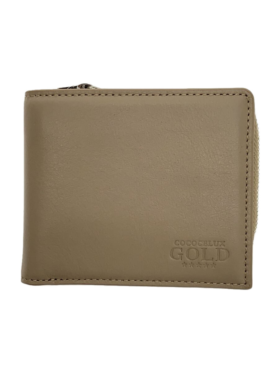 【中古】COCOCELUX GOLD◆2つ折り財布/牛革/CRM/無地/レディース//【服飾雑貨他】