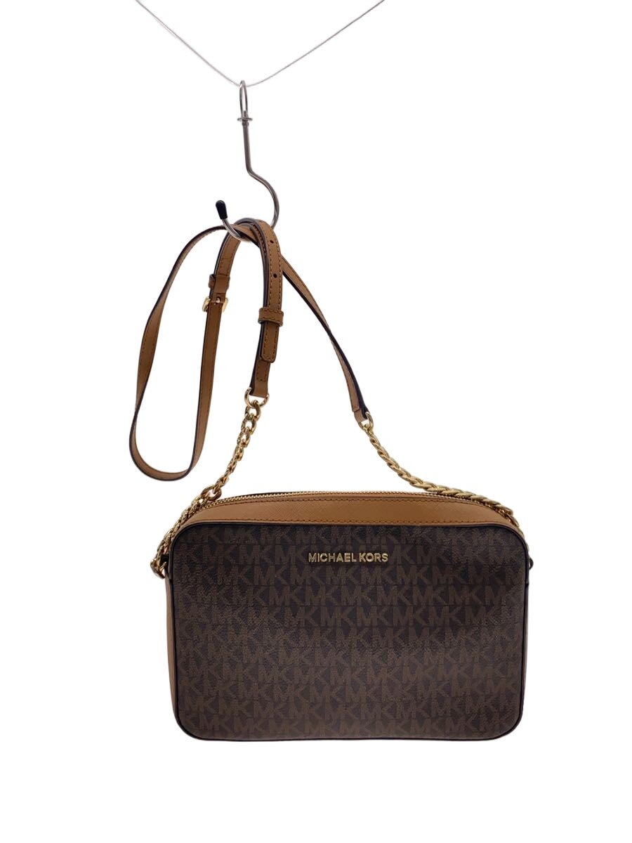 【中古】MICHAEL KORS◆ショルダーバッグ/--/BRW/総柄/PA-1804【バッグ】