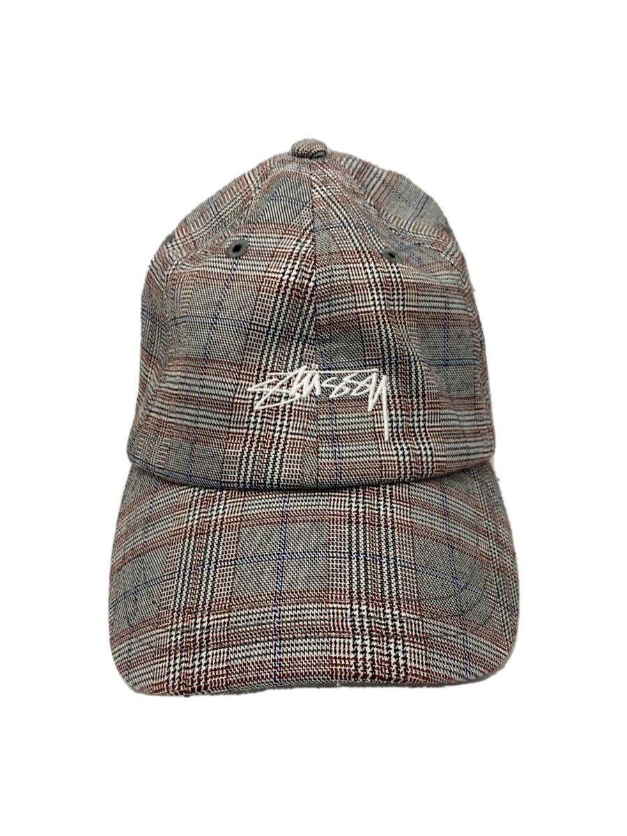 【中古】STUSSY◆キャップ/--/コットン/GRY/グレンチェック/レディース【服飾雑貨他】
