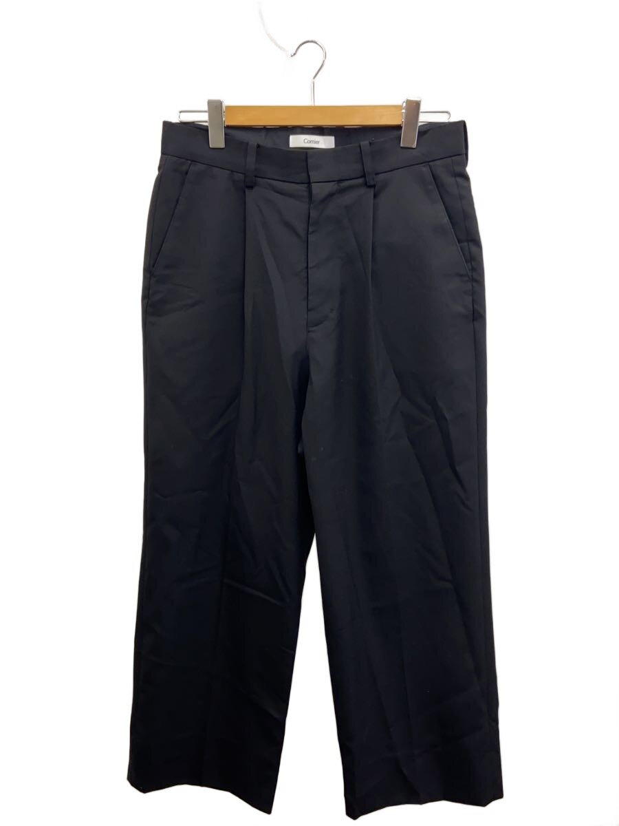 【中古】Cornier◆ストレートパンツ/ウールパンツ/L/ウール/BLK/無地/日本製【メンズウェア】