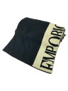 【中古】EMPORIO ARMANI◆マフラー/ウール/BLK/メンズ【服飾雑貨他】