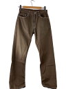 【中古】COMME des GARCONS HOMME◆2000年製/田中オム/ホワイトステッチパンツ/S/コットン/BRW//【メンズウェア】
