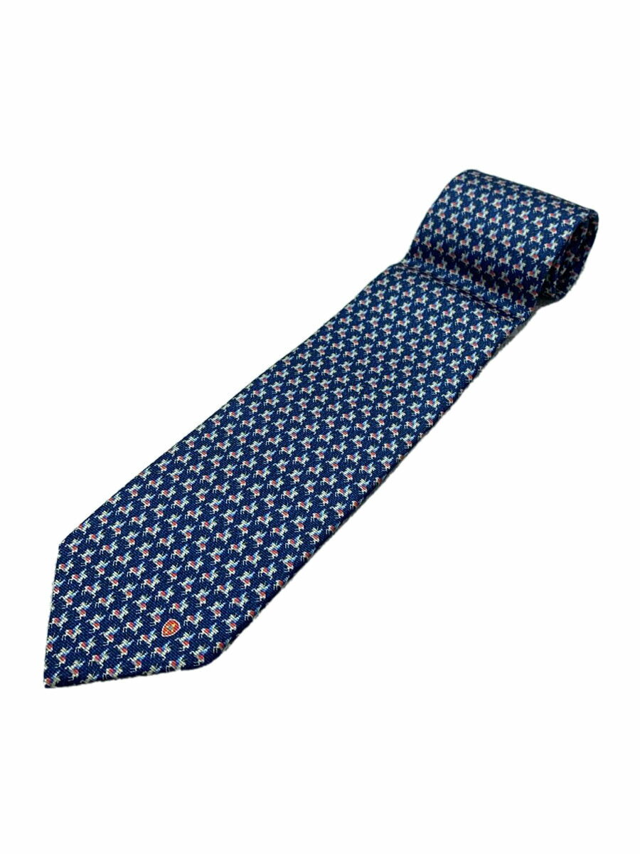 【中古】BVLGARI◆ネクタイ/シルク/NVY/総柄/メンズ【服飾雑貨他】