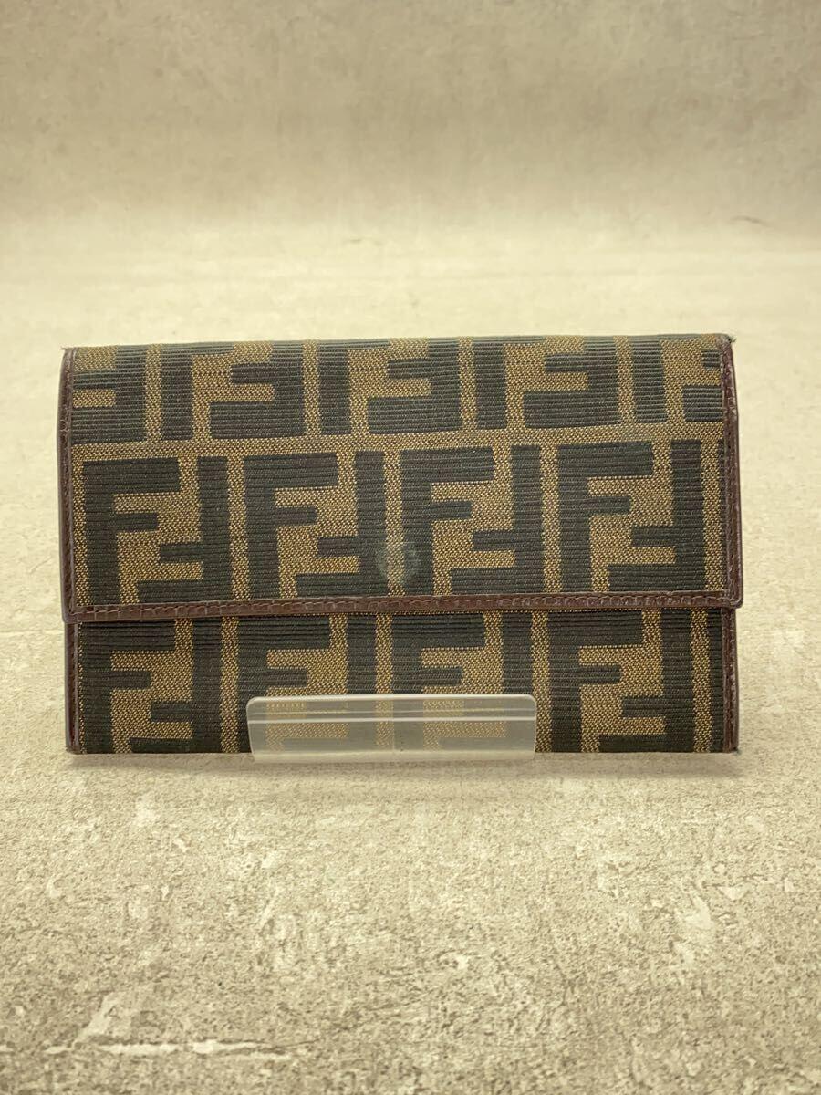 【中古】FENDI◆長財布/BRW/レディー