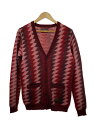【中古】WACKO MARIA◆カーディガン/M/モヘア/RED/総柄/12AW-KNT-07【メンズウェア】