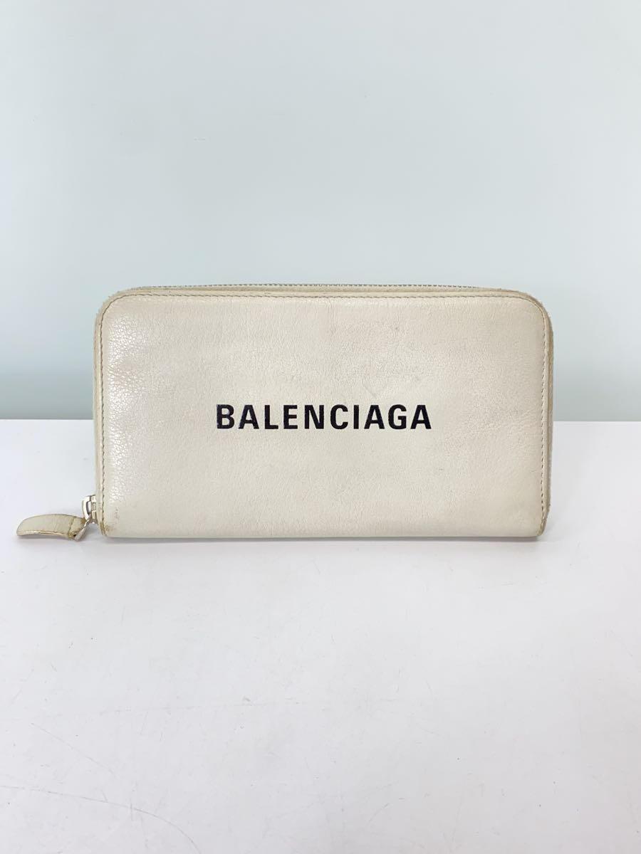 【中古】BALENCIAGA◆長財布/レザー/WHT/メンズ/505052【服飾雑貨他】