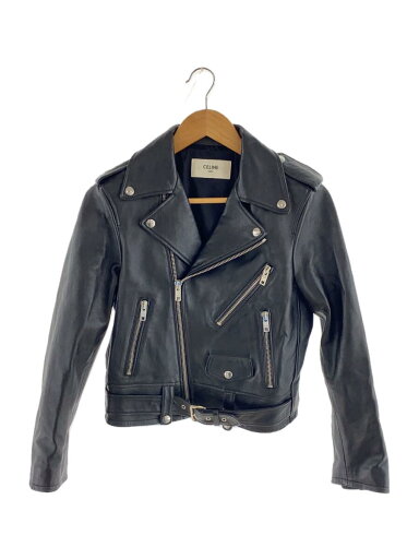 【中古】CELINE◆ダブルライダースジャケット/38/羊革/ブラック/クラシックバイカージャケット/2E13476D【レディースウェア】 【中古】CELINE◆ダブルライダースジャケット/38/羊革/ブラック/クラシックバイカージャケット/2E13476D【レディースウェア】