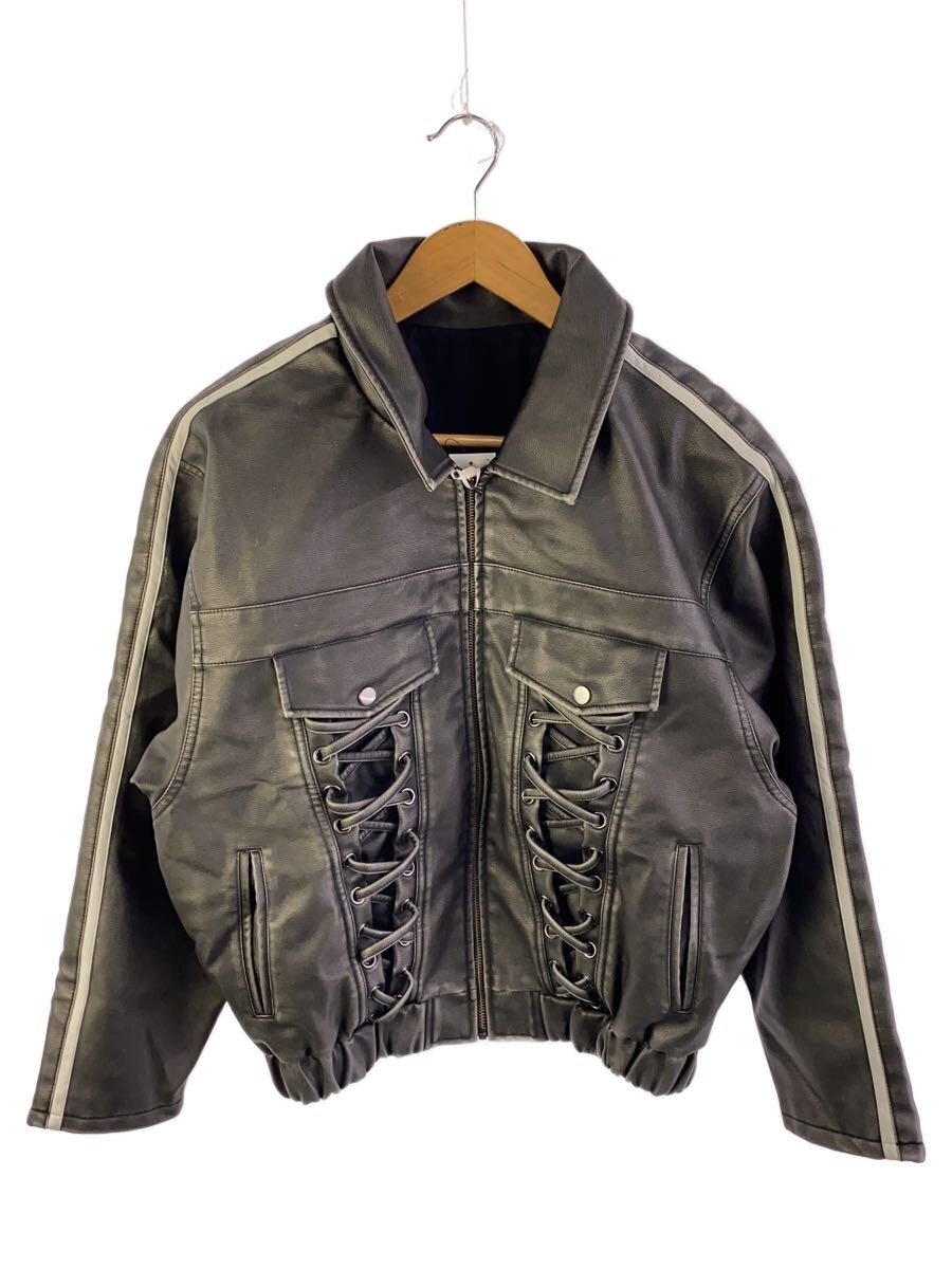 Rakuten - 【中古】Darich◆ラインレザーオーバージャケット/FREE/フェイクレザー/BLK/112533001【レディースウェア】