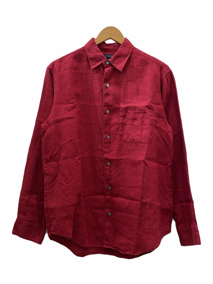 【中古】BANANA REPUBLIC◆00s/インド製/長袖シャツ/S/リネン/RED/無地【メンズウェア】