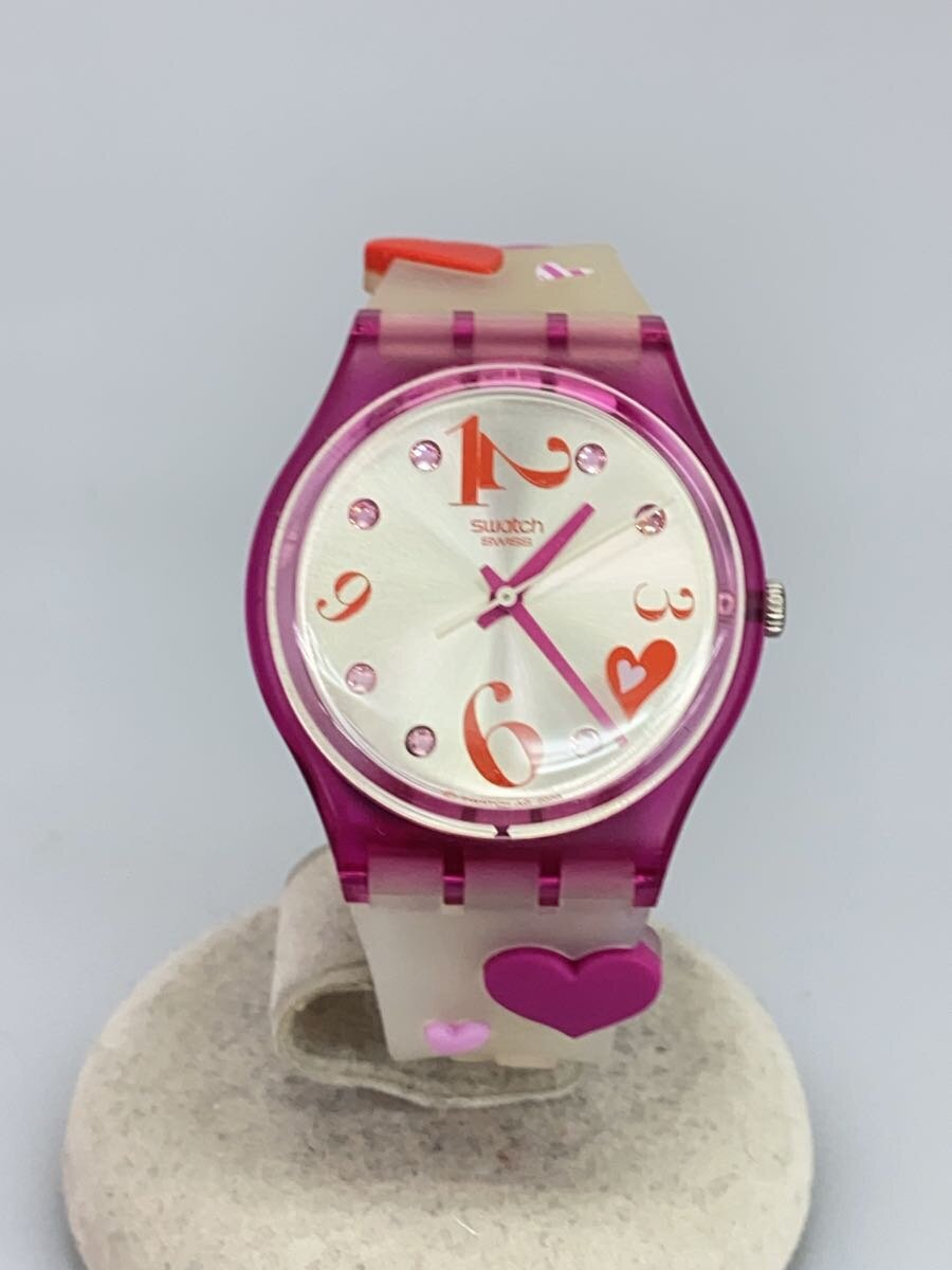 FRANCK MULLER - 【中古】SWATCH◆ハートモチーフ/クォーツ腕時計/アナログ/ラバー/SLV/CLR/プラスチック【服飾雑貨他】