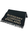 【中古】BURBERRY◆LOVE FOOTBALL SCARF/マフラー/ウール/BLK/メンズ【服飾雑貨他】