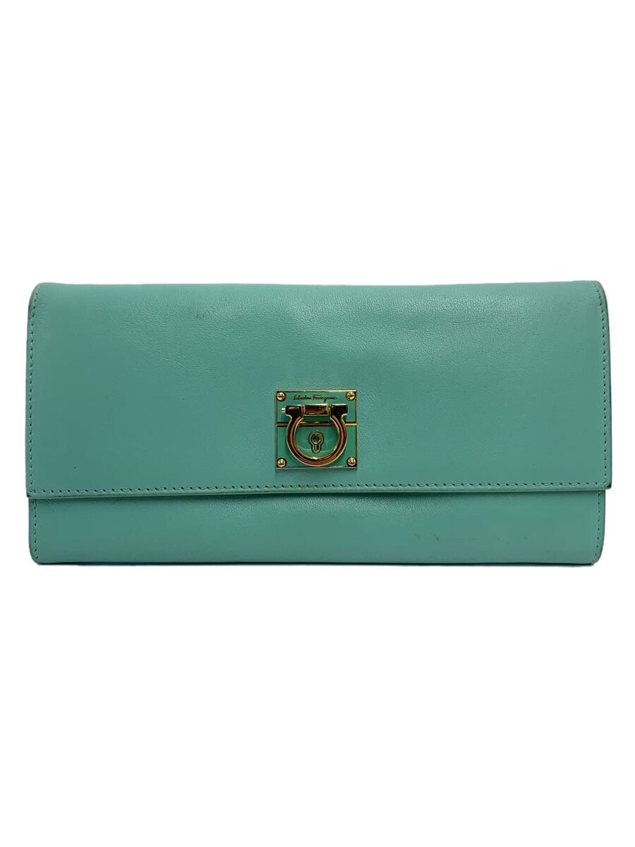 【中古】Salvatore Ferragamo◆Salvatore Ferragamo/サルヴァトーレフェラガモ/長財布/レザー/BLU/無地【服飾雑貨他】
