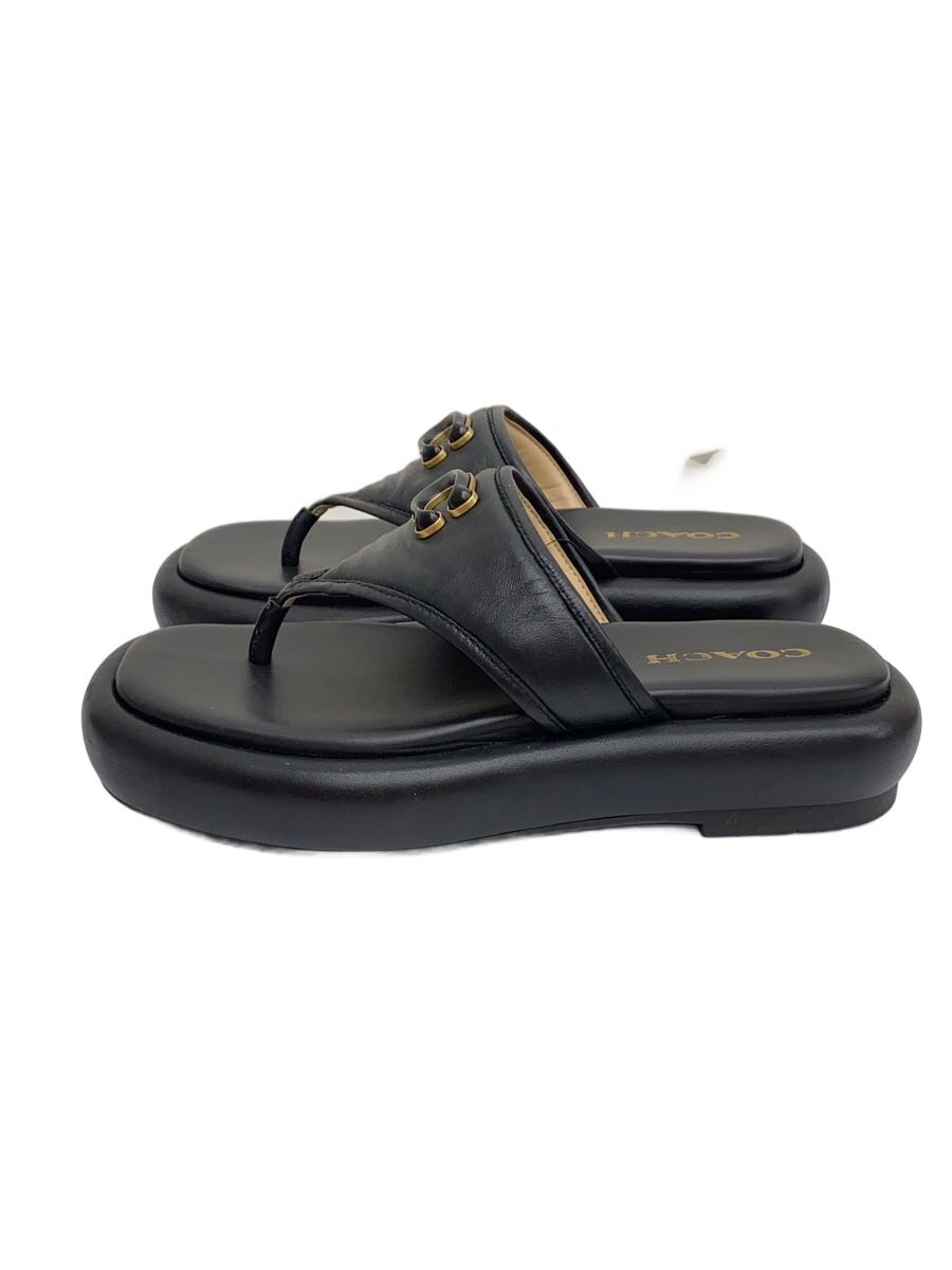 【中古】COACH◆サンダル/24.5cm/BLK【�