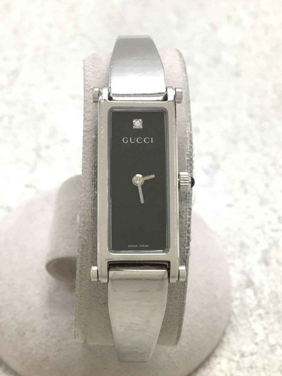 【中古】GUCCI◆クォーツ腕時計/アナログ/ステンレス/ブラック/シルバー/YA015555/小傷有【服飾雑貨他】