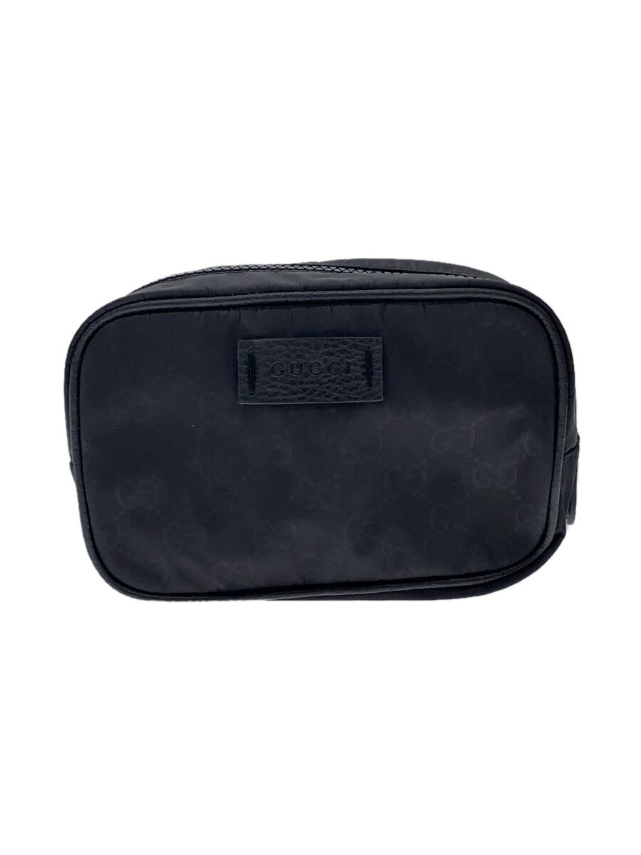 【中古】GUCCI◆ポーチ_GGナイロン/ナイロン/BLK/総柄【バッグ】