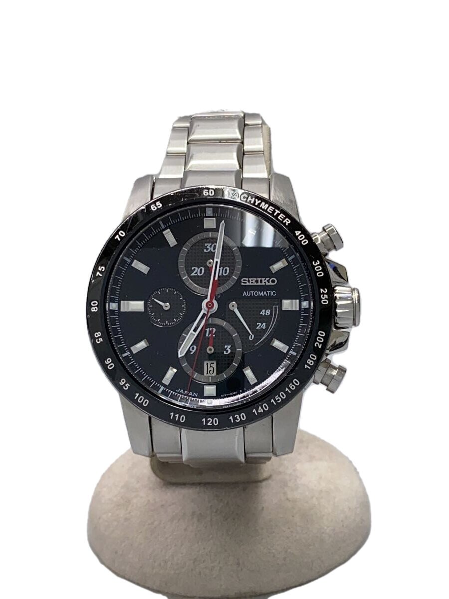 【中古】SEIKO◆自動巻腕時計/アナログ/ステンレス/BLK/SLV/SS/6S37-00B0【服飾雑貨他】