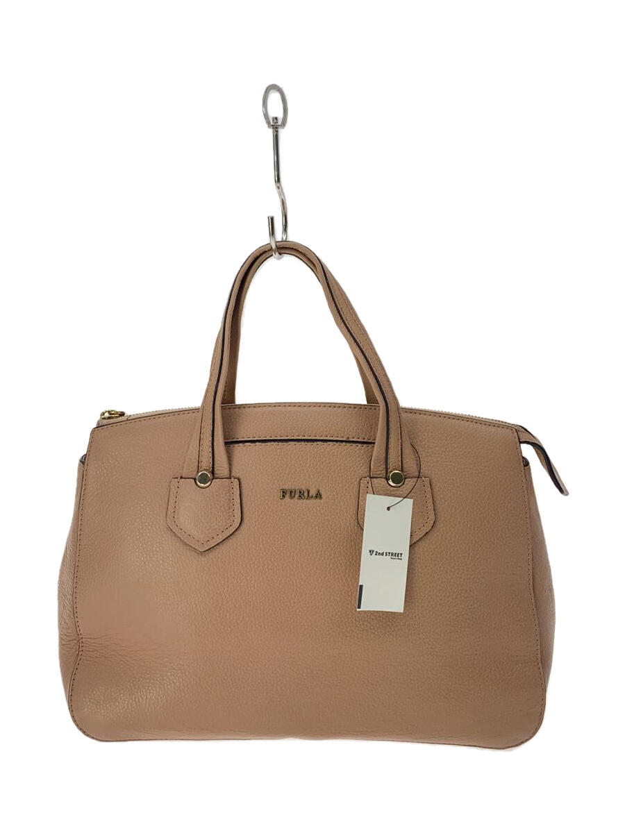 【中古】FURLA◆トートバッグ/レザー/PNK/無地【バッグ】