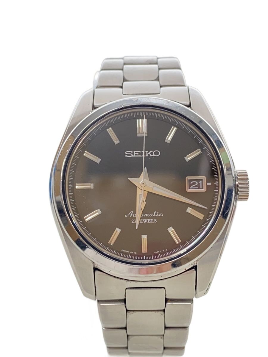 【中古】SEIKO◆自動巻腕時計/アナログ/ステンレス/BLK/SLV/SS/6R15-00C1【服飾雑貨他】