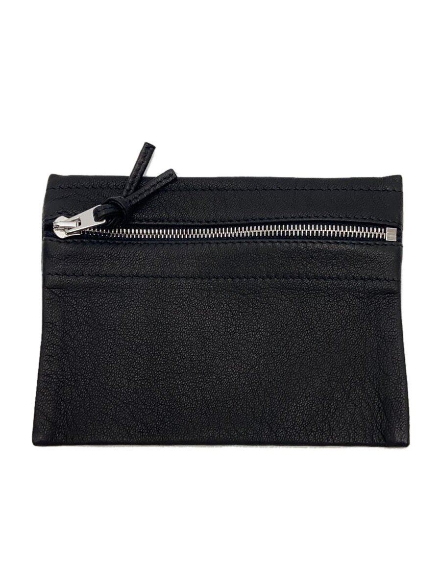 【中古】Aeta◆DOUBLE FACED ZIPPER POUCH S/ポーチ/レザー/BLK【バッグ】