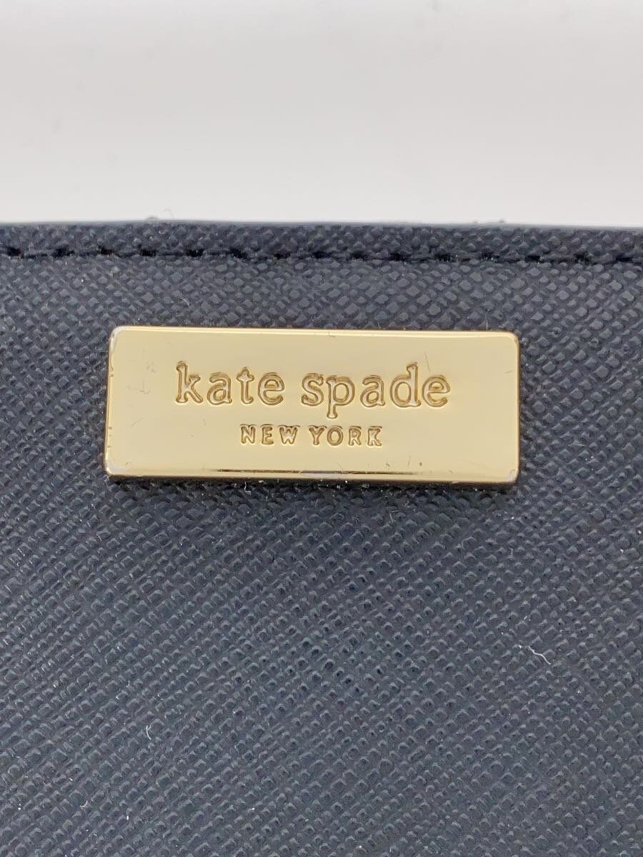 【中古】kate spade new york◆2つ折り財布/レザー/BLK/無地/レディース【服飾雑貨他】