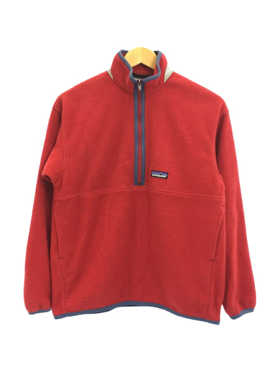 【中古】patagonia◆キッズ/ハーフジップフリース/XL/ポリエステル/RED【レディースウェア】