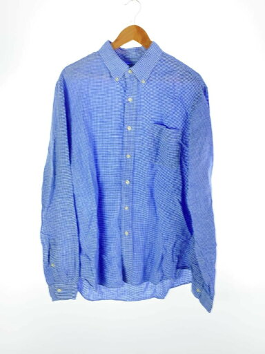 【中古】RALPH LAUREN◆長袖シャツ/XL/リネン/BLU/チェック/BD【メンズウェア】 【中古】RALPH LAUREN◆長袖シャツ/XL/リネン/BLU/チェック/BD【メンズウェア】