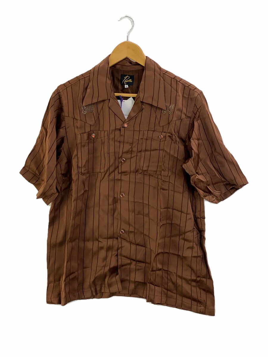 Needles◆S/S Cowboy One-Up Shirt/アロハシャツ/S/レーヨン/BRW/ストライプ//