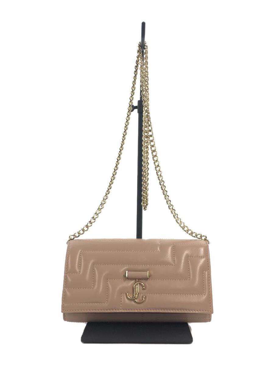 JIMMY CHOO◆Varenne Avenue/ショルダーバッグ/チェーンウォレット/レザー/BEG