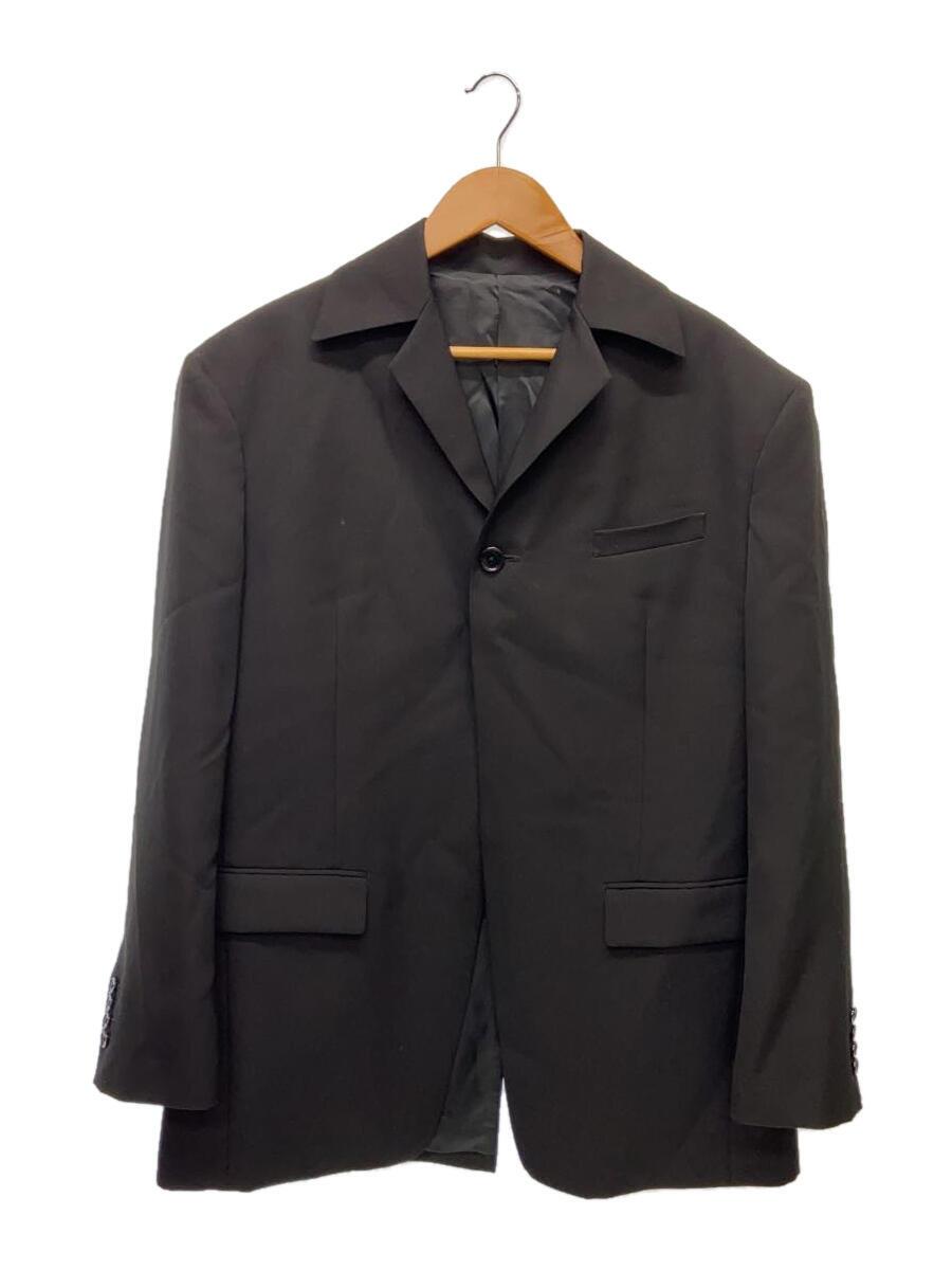 YUKI HASHIMOTO◆テーラードジャケット/46/ウール/BLK/OPEN COLLAR JACKET WITH BADGE