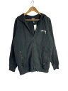 【中古】STUSSY◆ジップパーカー/L/コットン/黒/無地/ステューシー【メンズウェア】