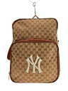 【中古】GUCCI◆リュックサック_NYヤンキース/キャンバス/BEG【バッグ】