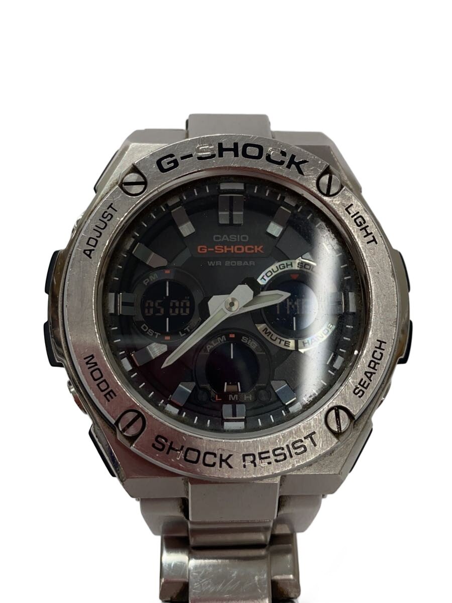 【中古】CASIO◆ソーラー腕時計/デジアナ/ステンレス/BLK/SLV/SS/GST-S110D-1A【服飾雑貨他】