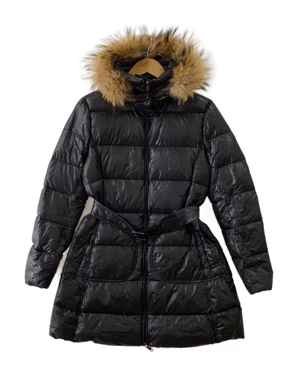 【中古】BURBERRY LONDON◆ダウンコート/42/ナイロン/ブラック/後面破れ/首回り汚れ/袖裏汚れ【レディースウェア】