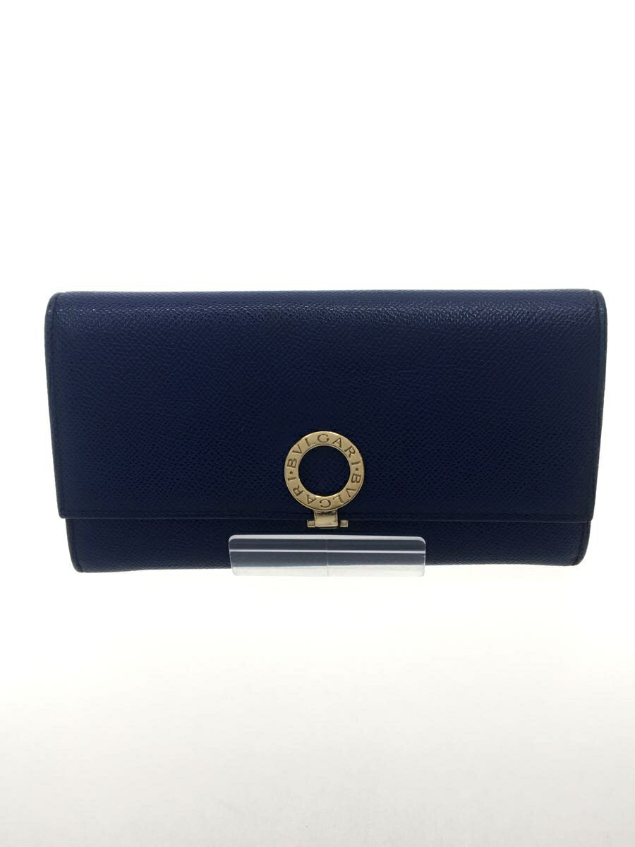 【中古】BVLGARI◆長財布/レザー/BLU/無地/メンズ/36317/GRAIN BLUE DAHLIA【服飾雑貨他】