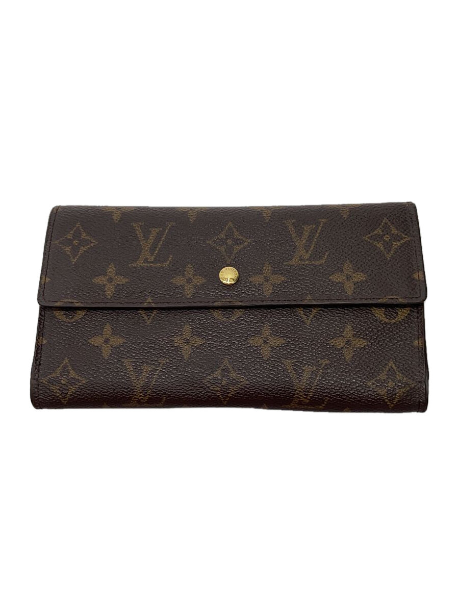 【中古】LOUIS VUITTON◆ポルト・トレゾール・インターナショナル_モノグラム・キャンバス_BRW/PVC/BRW/メンズ【服飾雑貨他】