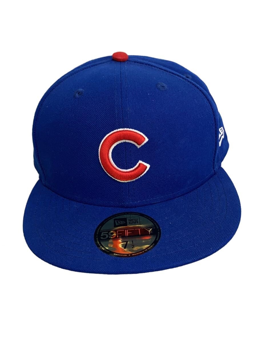 Cap - 【中古】NEW ERA◆キャップ/7 1/2/コットン/BLU/メンズ【服飾雑貨他】