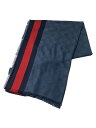 【中古】GUCCI◆ストール/シルク/NVY/メンズ【服飾雑貨他】