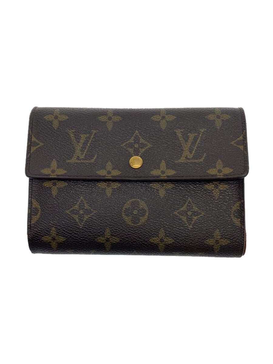 【中古】LOUIS VUITTON◆ポルト・トレゾール・エテュイシェキエ_モノグラム・キャンバス_BRW/PVC/BRW/レディース/M61200【服飾雑貨他】
