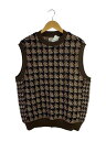 【中古】Coohem◆BRITISH TWEED KNIT VEST/ニットベスト/L/ウール/BRW/総柄【メンズウェア】